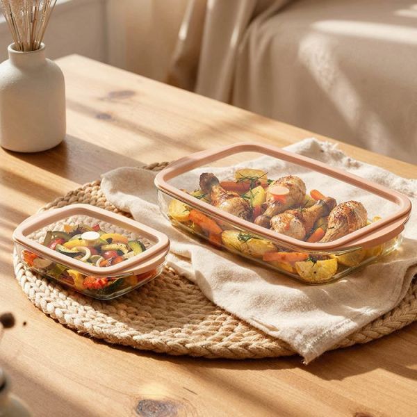 Customized Oven Safe Glass Baking Dish with Vented Glass Lid in 800ml-3600ml Capacity