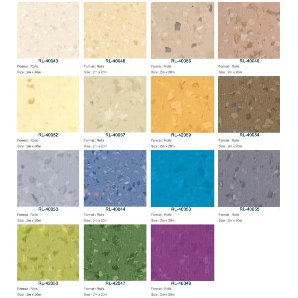 Piso de plástico de relle de grado hospitalario Linoleo homogéneo de vinilo de PVC Italia Plancha