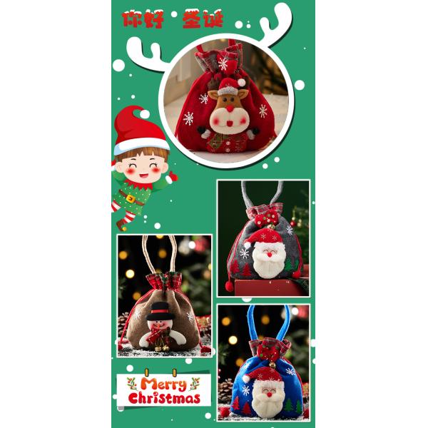 3D Snowman Doll Bag with Santa Elk Handle OEM/ODM Acceptable Christmas Candy Bag