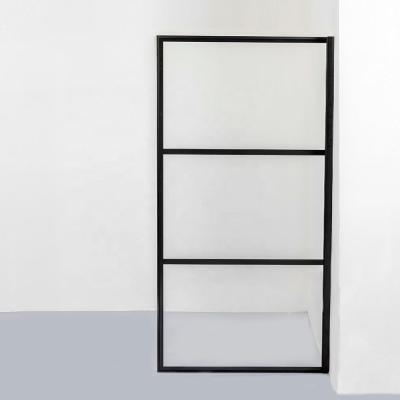 Elegant Customized Logo French Shower Screens with Black Patterns and Tempered Glass