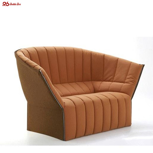 Wing Back Channeled Curved Leather Sectional Sofa Furniture Waterproof