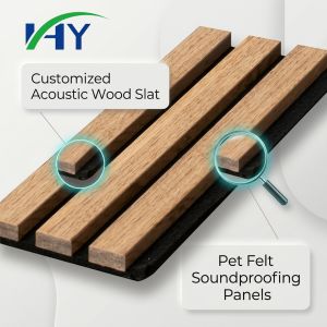 Pet Wood Slat Acoustic Panel with Sound Absorption for Home Office