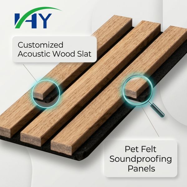 Pet Wood Slat Acoustic Panel with Sound Absorption for Home Office