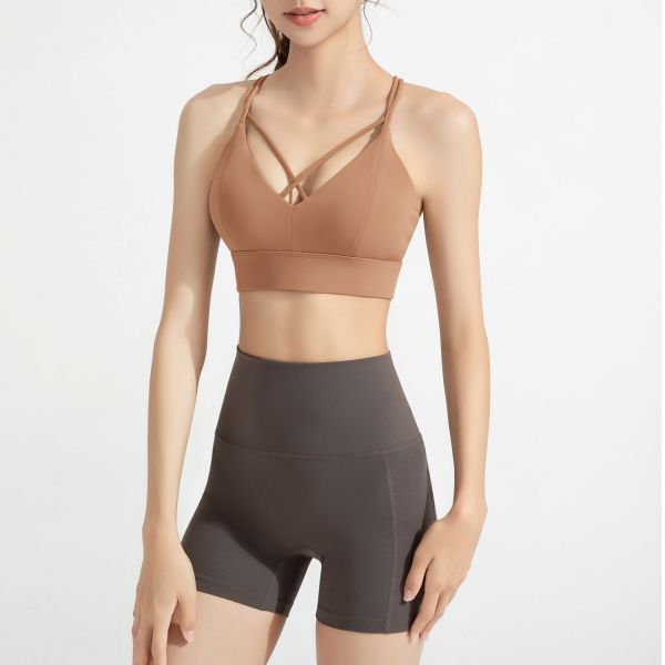 Crisscross Front Sports Bra for Women, Buttery Soft Nylon Spandex, Low Support for Yoga Pilates and Daily Wear, Vibrant Orange Color