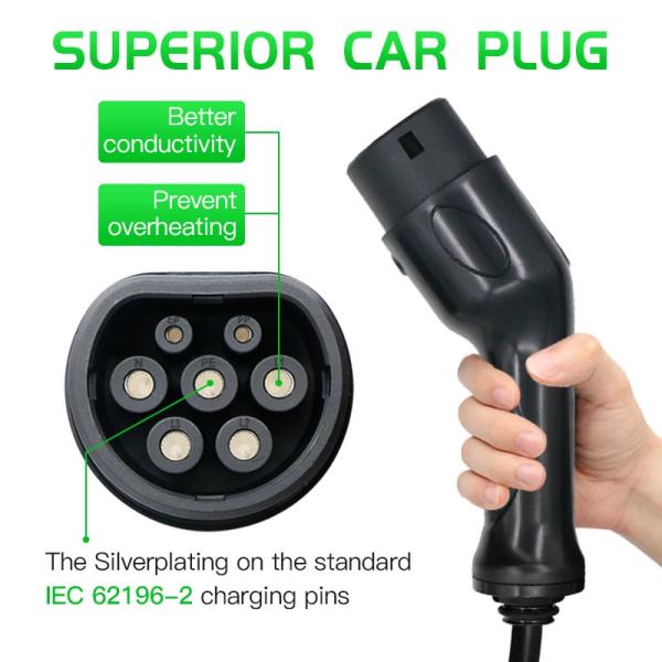 Mode 3 EV Charging Cable IEC 62196-2 16A 32A Male To Female Type 2 EV Cable
