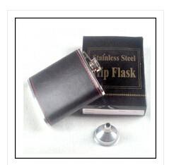 New 6oz black leaher stainless steel sip wine pot hip flask