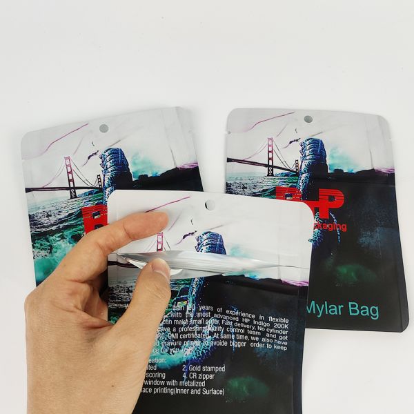100pcs Custom Printed Low MOQ Smell Proof Child Resistant Resealable Stand up Ziplock Mylar Bags 3.5g  for Candy Pound Packaging