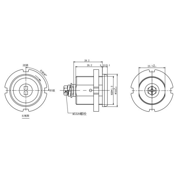 32mm Head Diameter Disc Tumbler Cam Lock CW 90 Degree Long Life Span