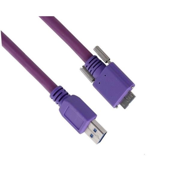 A Male to Micro B Male Thumbscrew Locking USB3 Vision Cable 5M
