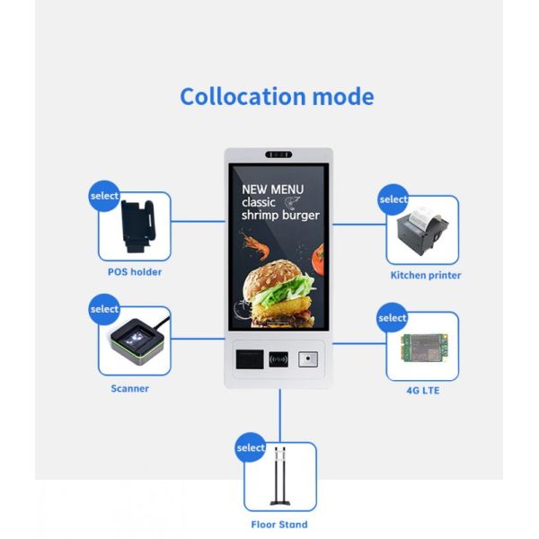 Touchwo 10-Point Capacitive Touch Screen Kiosk with 1920x1080 Resolution and Wall Mount for Self Ordering and Payment