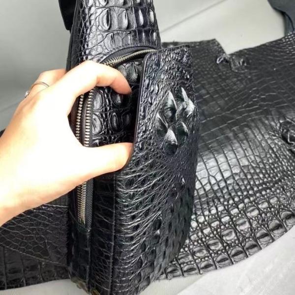 Authentic Crocodile Skin Men's Small Chest Bag Cross Shoulder Bag Genuine Exotic Alligator Leather Male Messenger Bag
