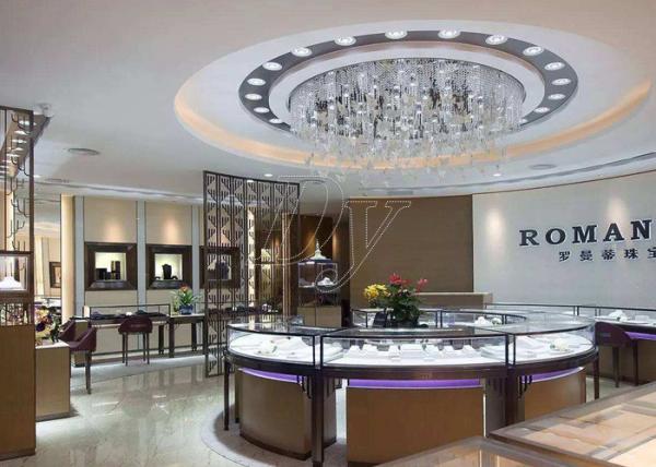 Commercial Display Cases / Jewellery Showroom Furniture Decorated With LED Lights