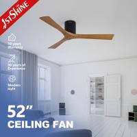 Solid Wood Blade Black Finish Flush Mount Decorative Ceiling Fan with Lower Noise and Remote Control Switch Type