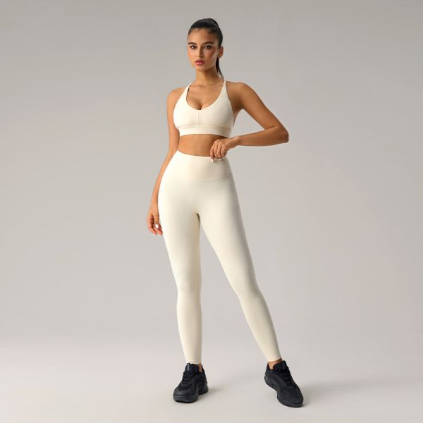 79% Nylon 21% Spandex Full Length High Waisted Leggings Slim Fit For Yoga Gym