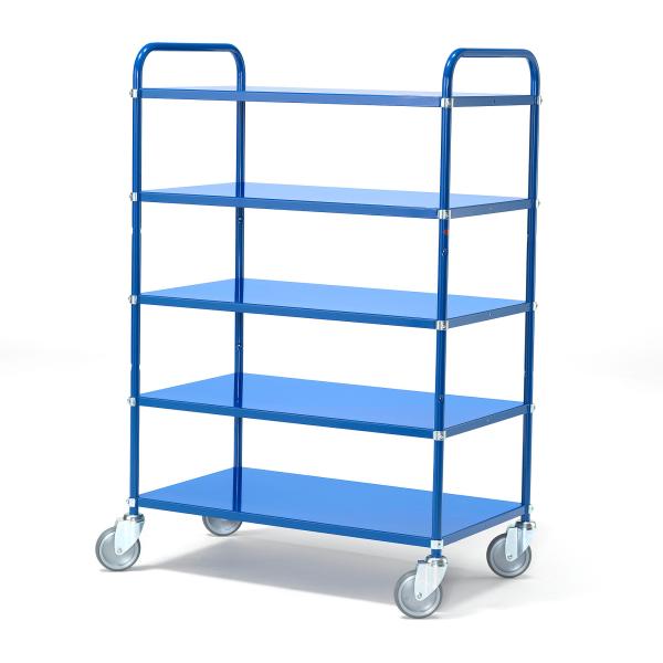Metal Fab 600KGS 5 Tier Storage Trolley Rubber Wheels With Brake