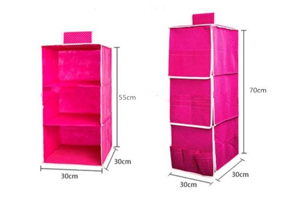 O armazenamento de suspensão não tecido do armário das caixas de armazenamento do organizador do gancho ensaca Rosa