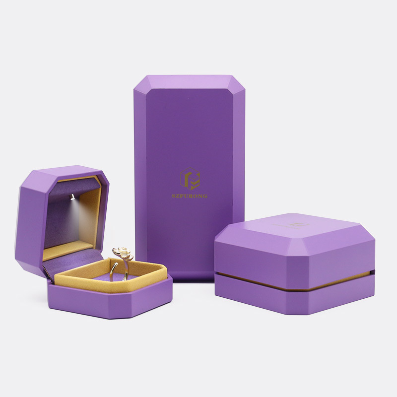 Trendy Purple Plastic LED Jewelry Box Jewelry Packaging Box For Rings Bangles