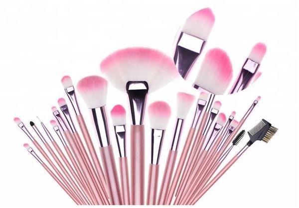 Lovely Pink 22Pcs Wool Horse Hair Makeup Brushes Silk Print Logo