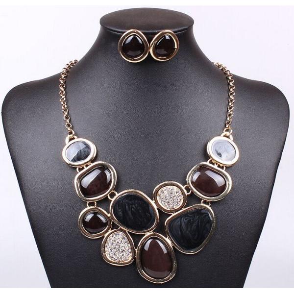 New winter drip resin necklace with rhinestone earrings jewelry