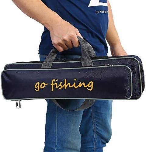 Durable Canvas Fishing Rod & Reel Organizer Bag Travel Carry Case Bag- Holds 5 Poles & Tackle