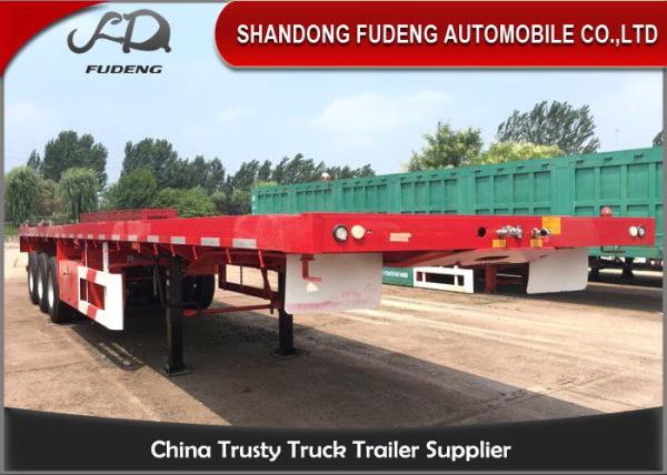 Tri axle flat bed 40ft Container Semi Trailer With Front Fence optional