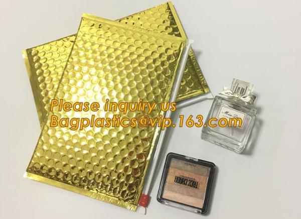 Factory Shiny Rose Gold Silver Cosmetic Zipper Bubble Bag Pink Bubble Bag With Slider, Padded Pink Zipper Lock PE Bag