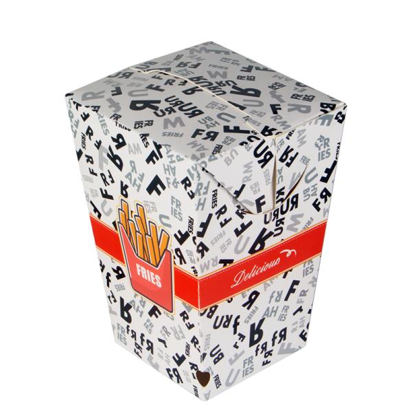 Low price custom printing logo size french fry box white cardboard biodegradable fast food takeaway box