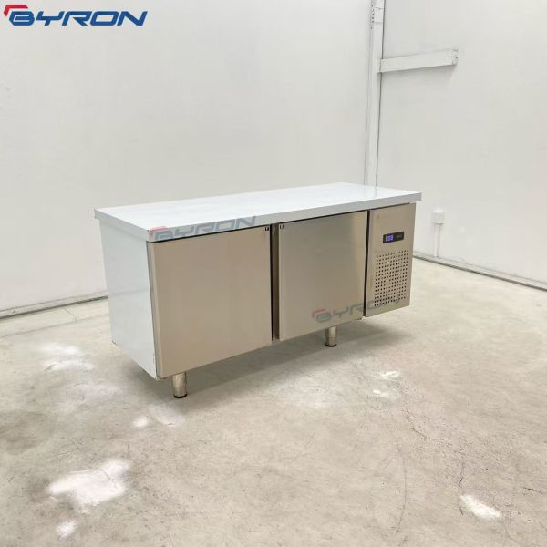 Stainless Steel Workbench Freezer Two Doors Workbench Fridge
