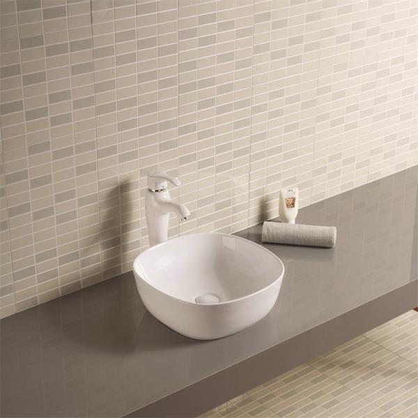 Ровные линии вокруг отверстия Countertop таза мытья одиночного изогнули раковину сосуда углов