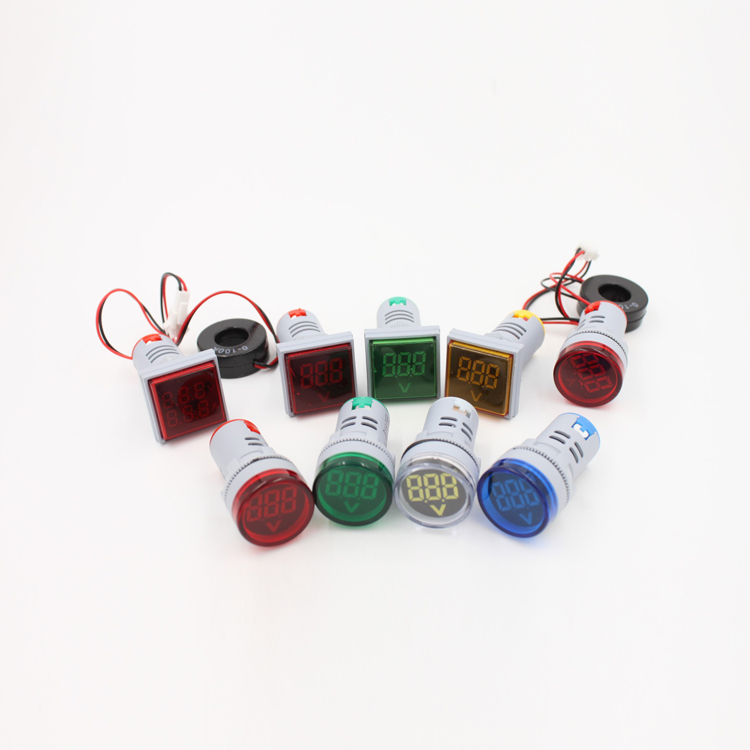 220V Mini Digital Voltage Meter with 22mm LED Indicator Lamp Single Phase Display for Square Digital Volt Meter
