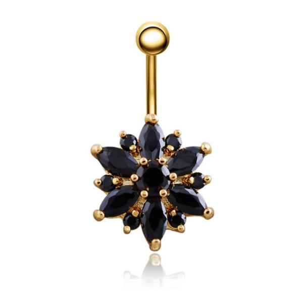 Newest flower shaped navel ring zircon belly button ring piercing jewelry