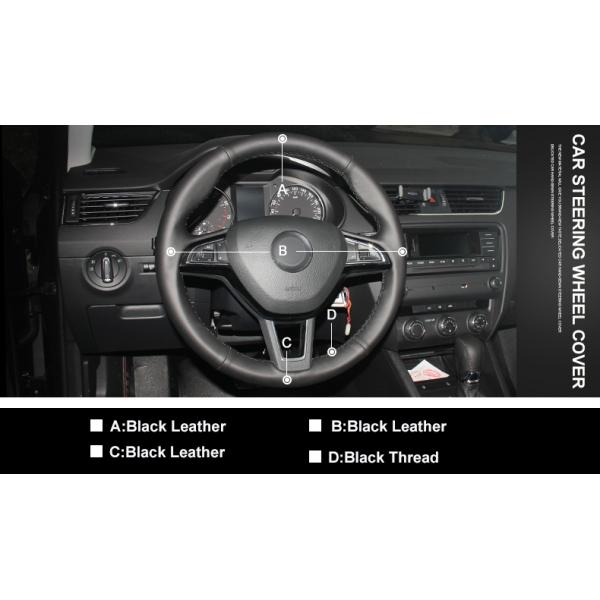 Skoda Octavia Superb Fabia Rapid Spaceback 2016 2017 3-Spoke Leather Steering Wheel Cover