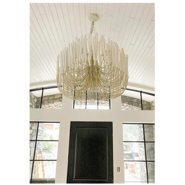 JYLIGHTING Nordic Living Room Bedroom Wooden French Retro Style Chandelier Ceiling Large Wooden Metal Chandeliers Pendant Lights
