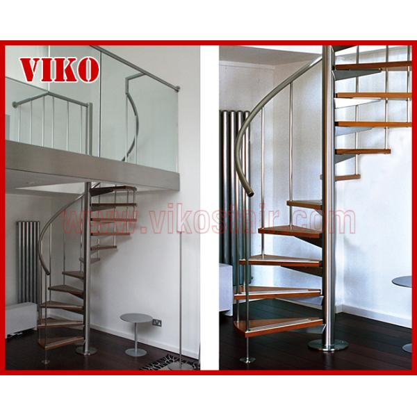 Spiral StaircaseVH58S Tread American OakAluminum Baluster Glass Handrail 304 Stainless Steel Carbon Steel 	Powder-coated