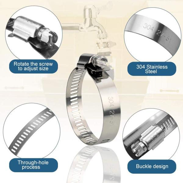16-300mm INCH Measurement System Stainless Steel Pipe Clamp with Slotted Head Screw Hose Clamp Standard or Nonstandard