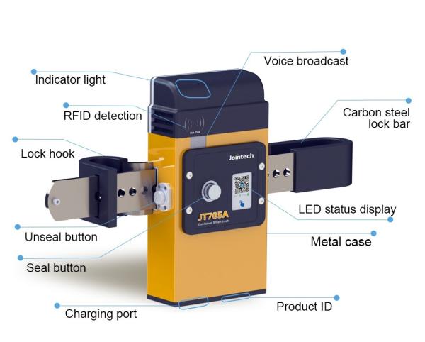 Container GPS Tracking Padlock Bluetooth RFID Unlock Cargo Theft Robbery Protection