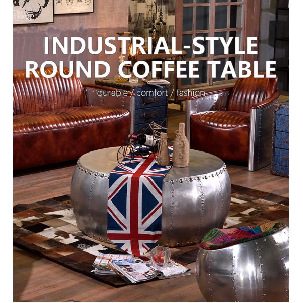 Nidea #8626 Nidea Retro Industrial Loft Style Aluminum Handmade & Durable Living Room Cabinet Coffee Table