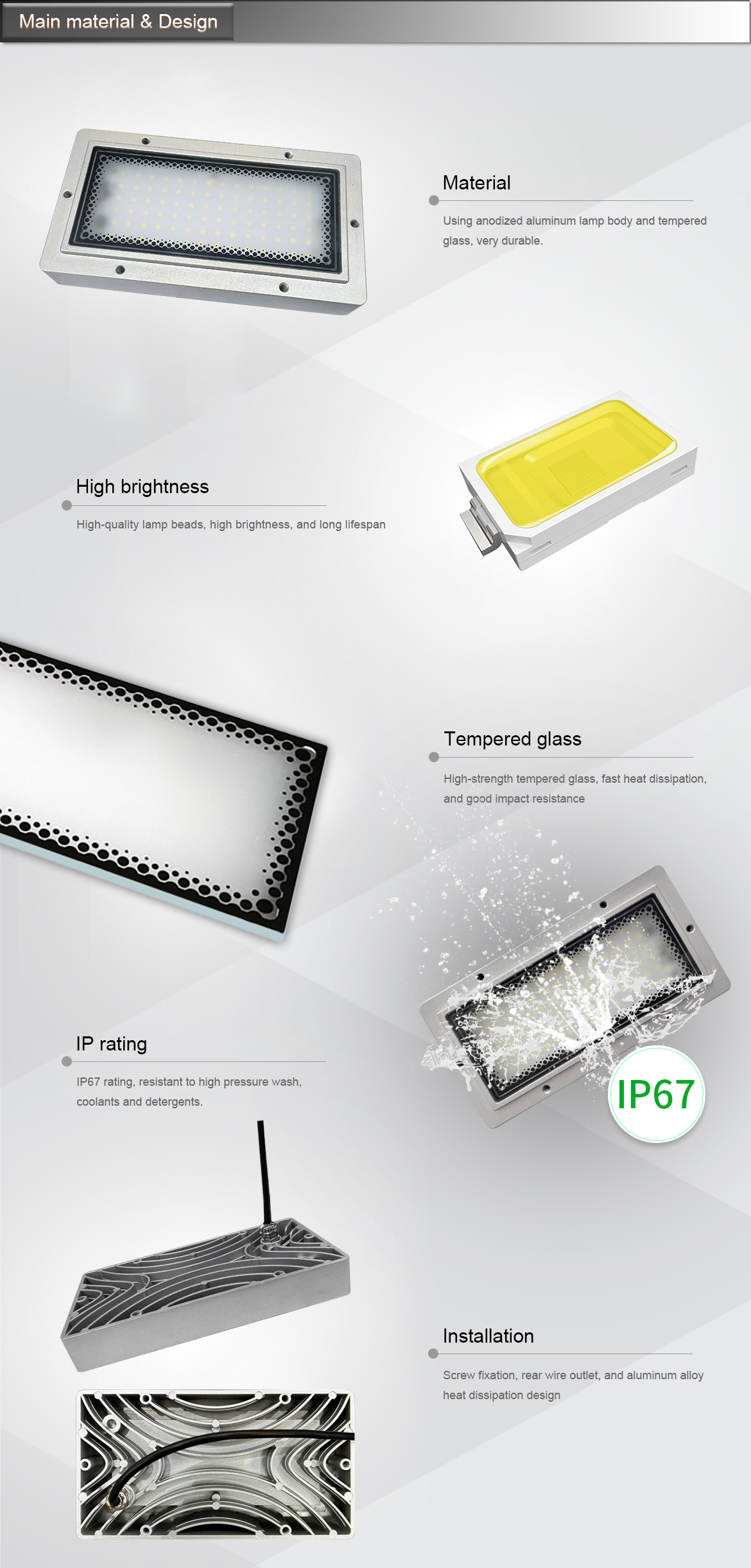 Aluminium Alloy LED Machine Tube Light IP67 Waterproof CNC Machine Work Light