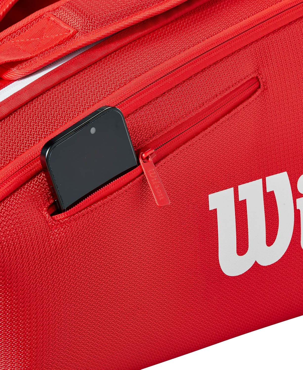 Wilson Super Tour Red Tennis Racket Backpack designed to hold up to 6 rackets with thermoguard lining and dual carrying system for comfortable transport
