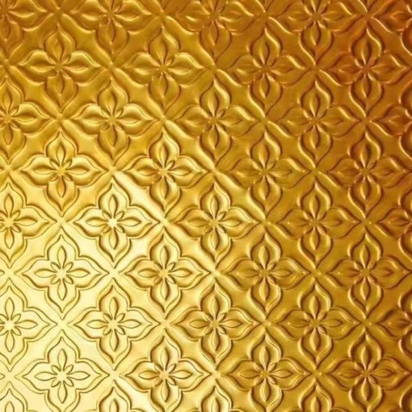 Customized 304 ss steel plate 2b/ba/no.4/hL fininsh gold embossed stainless steel sheets