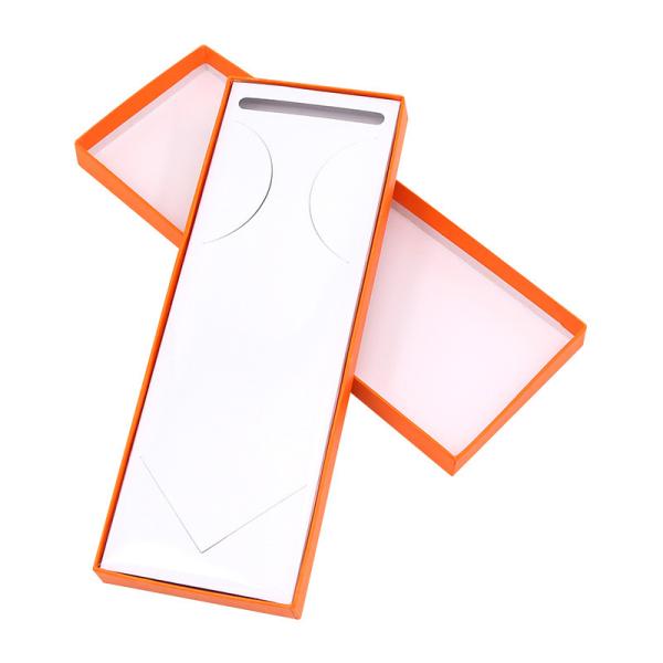 Rigid Rectangular Gift Box Orange Lid And Base Packaging Box For Ties And Accessories