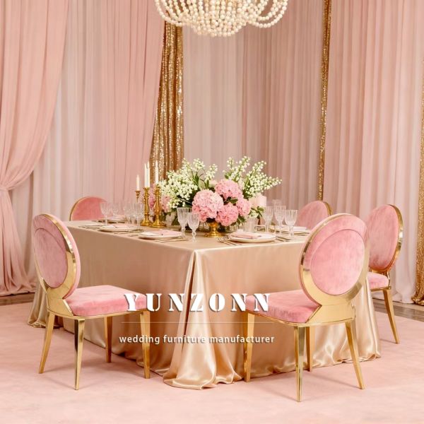 Factory Supply pink and Gold Events Stainless Steel Stackable Chair Gold Luxury Louis Events Banquet Wedding Chairs for Event