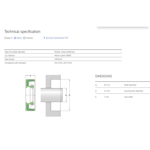 Radial shaft seals for general industrial applications     25X47X7   HMSA10 RG