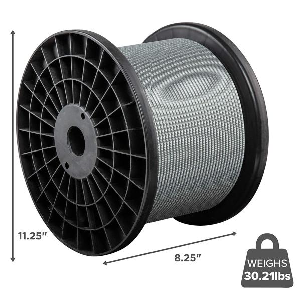 Polished 1/8'' Stainless Steel Aircraft Wire Rope for Cable Railing Kit Marine Grade Construction 6x36