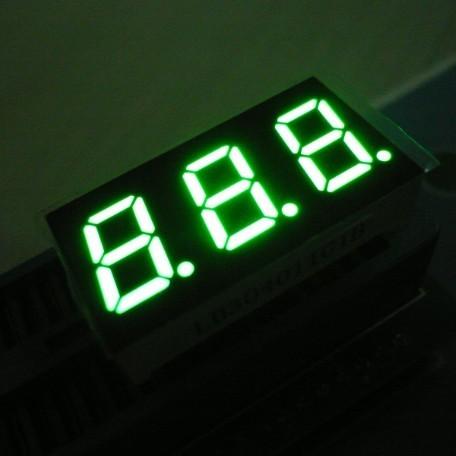 Display LED de 7 segmentos de color verde puro de tres dígitos Anodo común