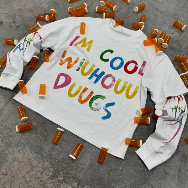 Clothing Manufacturer Streetwear Custom Cotton Unisex Long Sleeve T Shirt Screen Printing Drop Shoulder Oversized Boxy Tshirt