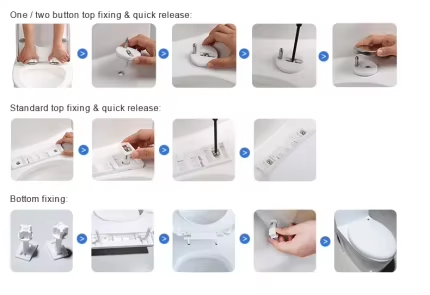 Slow-Close Polypropylene Toilet Seat Cover with Quick Release Installation for Modern Bathrooms