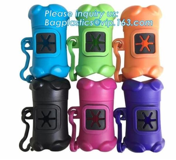 LED Flashlight Dog Waste Bag Dispenser Holder with Pet Waste Bag Poop Roll Bags, BPI ASTM D6400 EN13432 Approval Customi