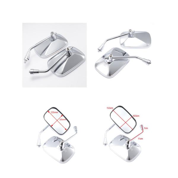 Modified Universal Square Motorcycle Mirrors Perfect for Replacing/Repairing