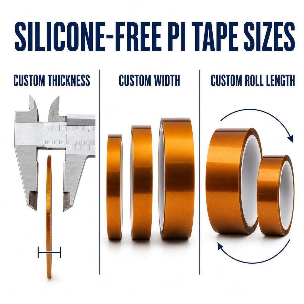 Non-Silicone Polyimide Tape (Silicone-Free Adhesive PI Tape / Acrylic PI Insulation Tape / Low-Contamination Masking Tape) – For Semiconductor, Optical Coating & Battery Processes